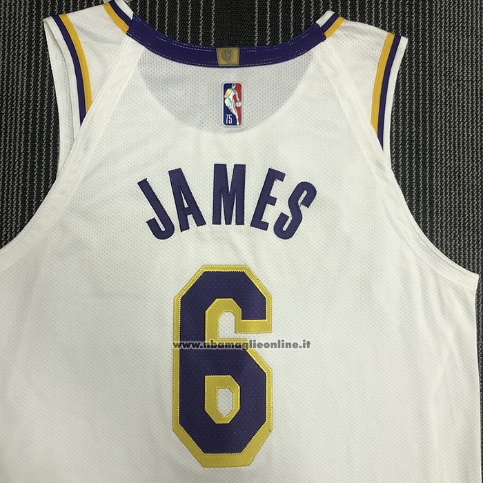 Maglia Los Angeles Lakers LeBron James #6 Association Autentico Bianco